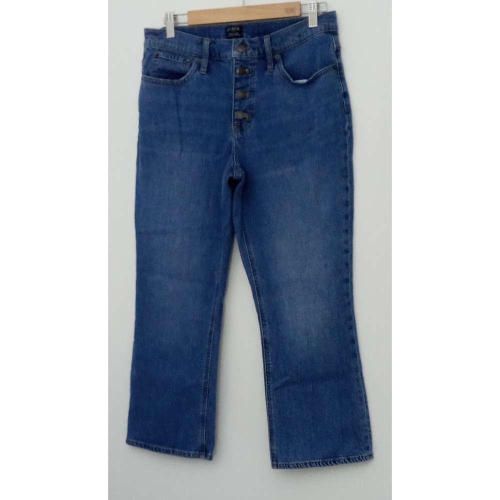 J. Crew Jeans Women's Size 30 Mid-Rise Flare Crop Button Fly Blue Denim Preowned